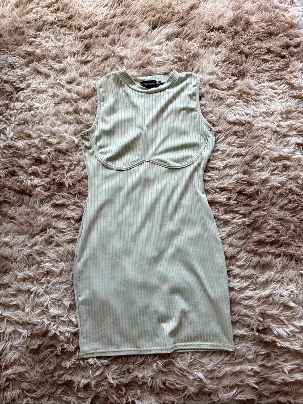 Pretty Little Thing Sleeveless Ribbed Bodycon Dress - Light Sage